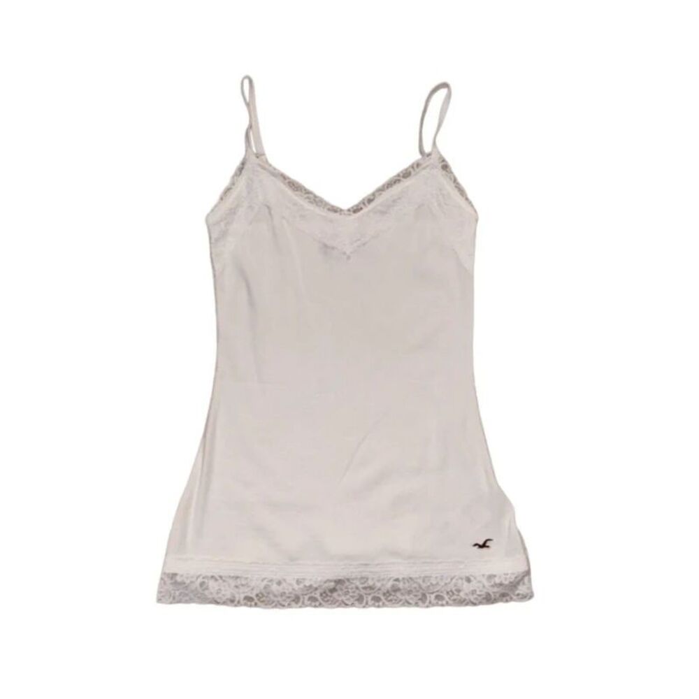 hollister white lace trim cami